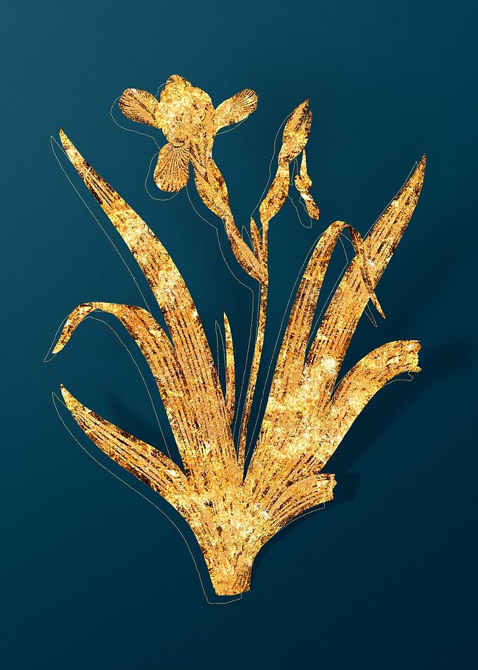 Gold Antique Flowers Teal