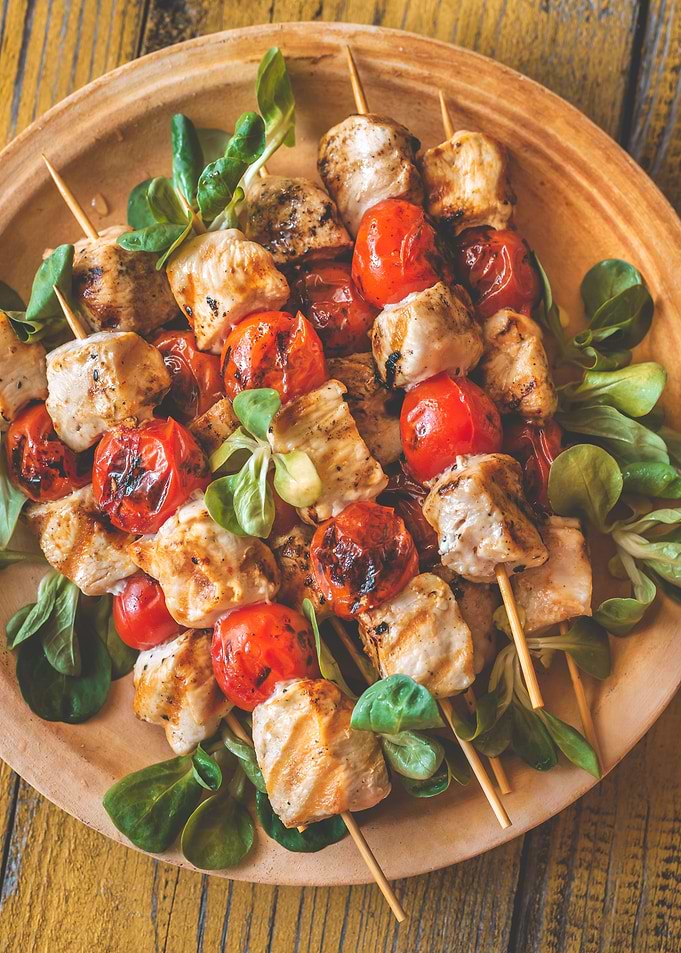 Grilled chicken skewers
