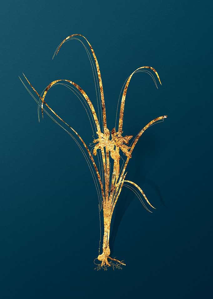 Gold Antique Flowers Teal