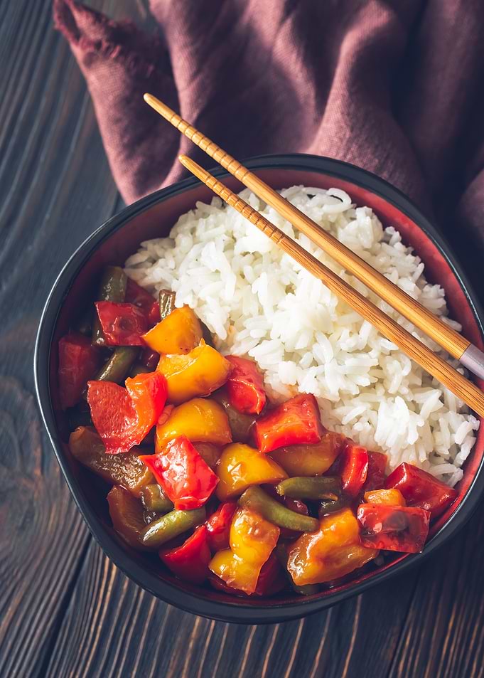White rice and vegetables