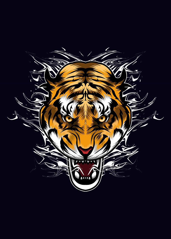 a cool head of angry tiger