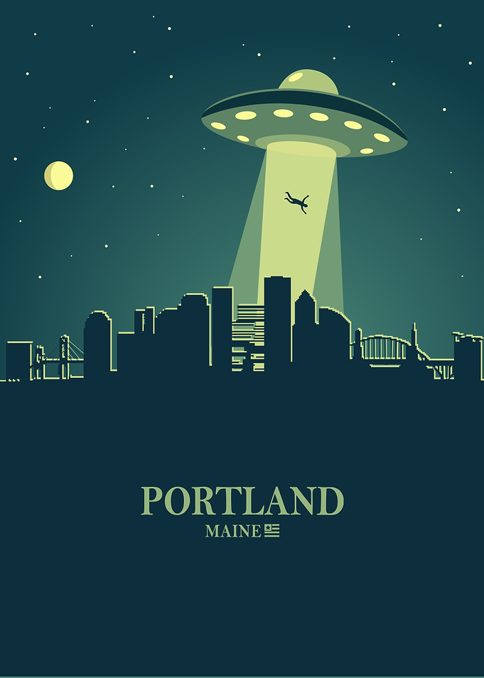 Portland City Skyline Ufo
