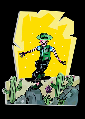 skate skull illustration