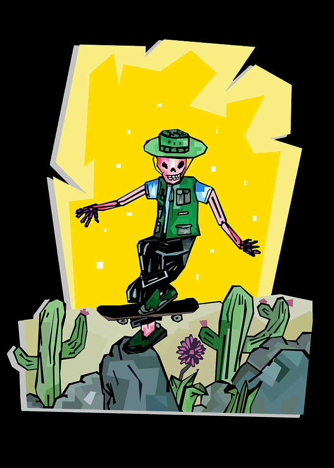 skate skull illustration
