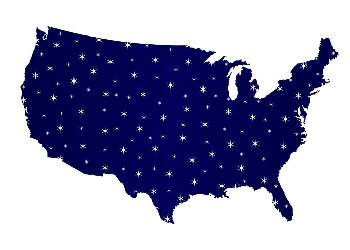 USA Map Star Silhouette