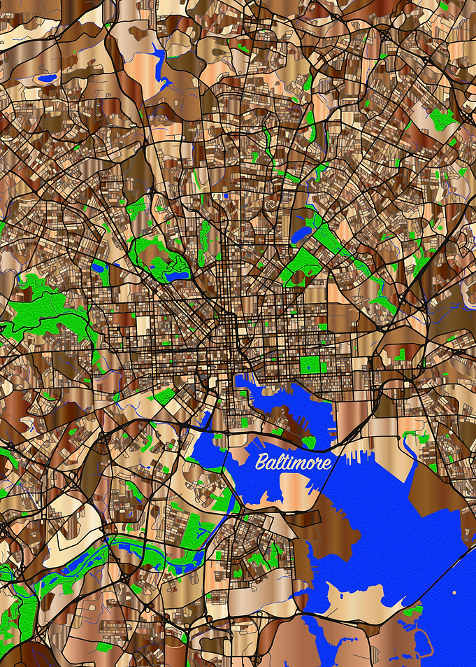 Baltimore City Map in Wood