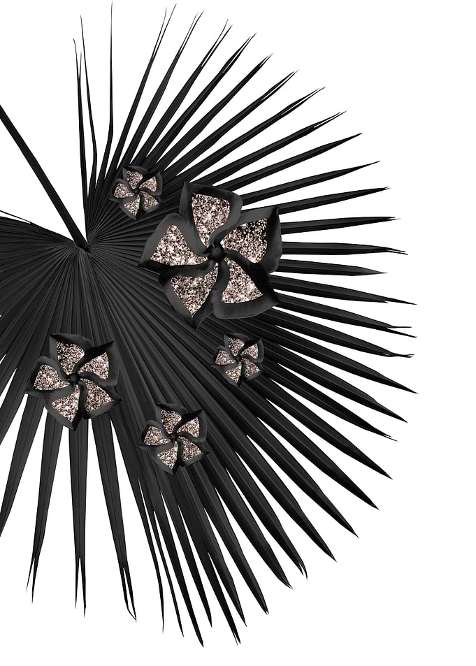 Fan Palm Floral Glitter 1