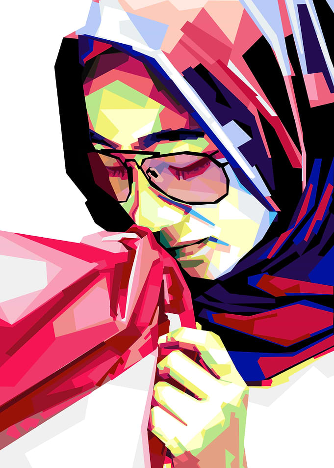 Hijab girl kissing a flag