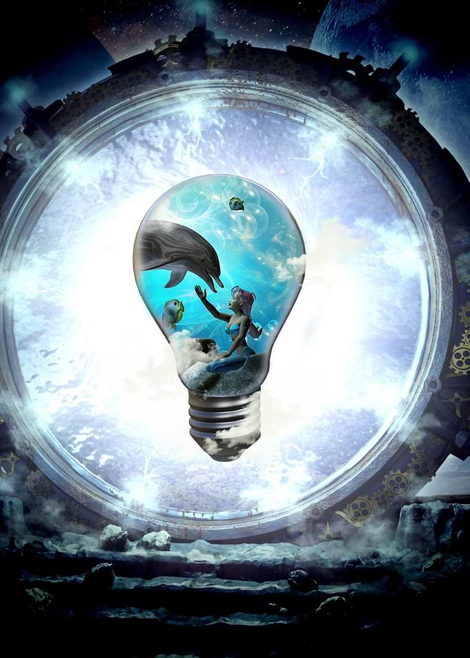 Light bulb with mermaid