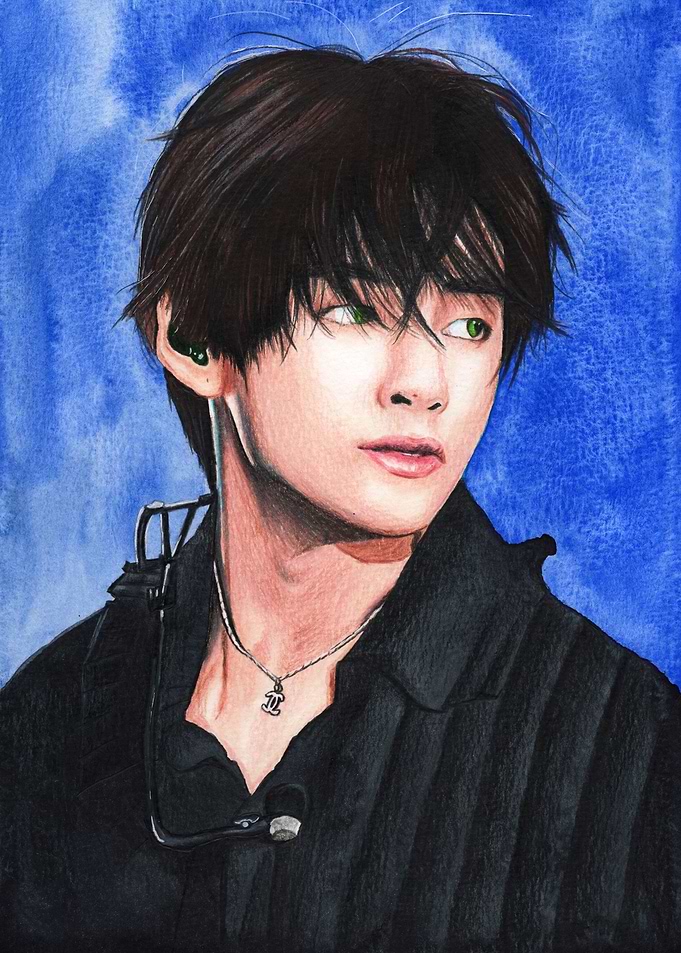BTS V mixedmedia portrait