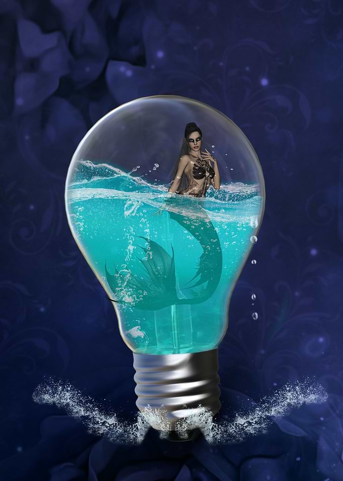 Light bulb with mermaid