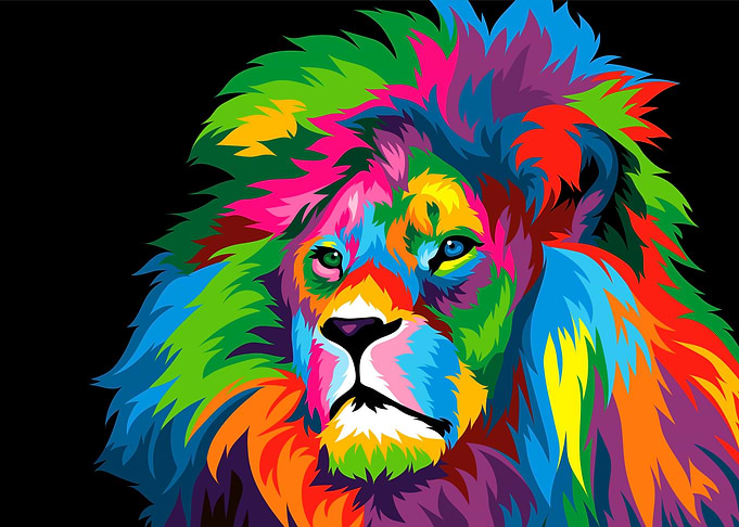 lion head colorful pop art