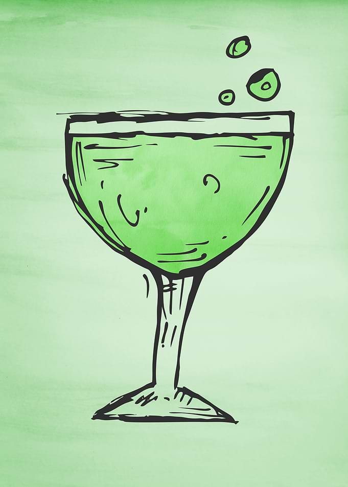 Green Watercolor Cocktail