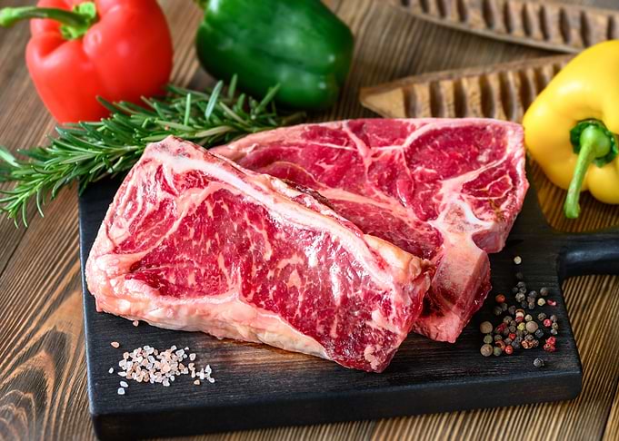 Raw beef steaks