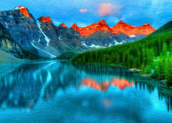 Mountains Forest and Lake
