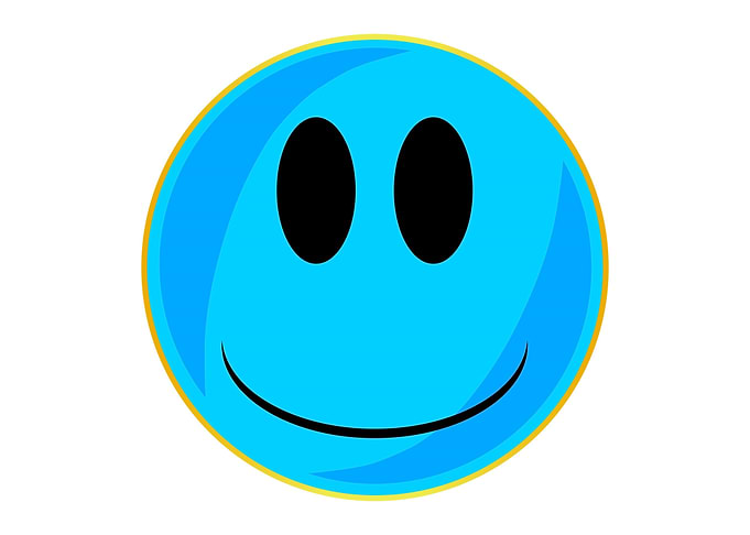 Blue Smile Face Button