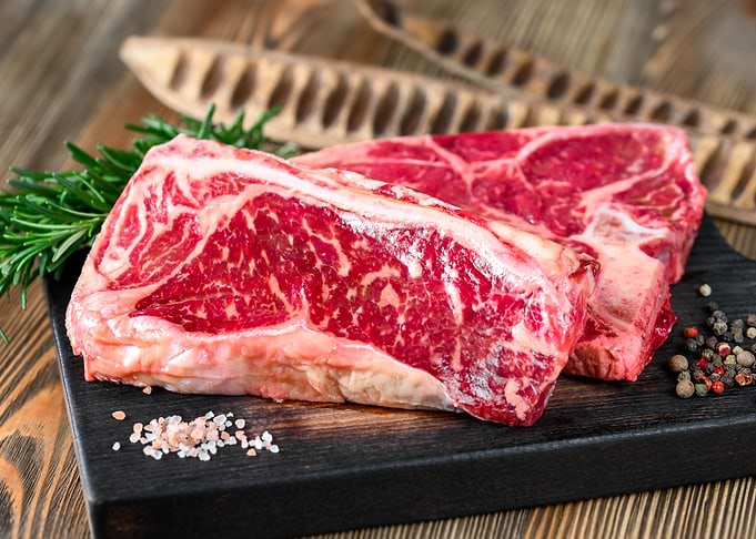Raw beef steaks