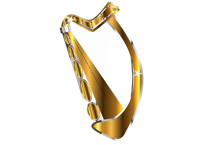 Golden Irish Harp Isolated