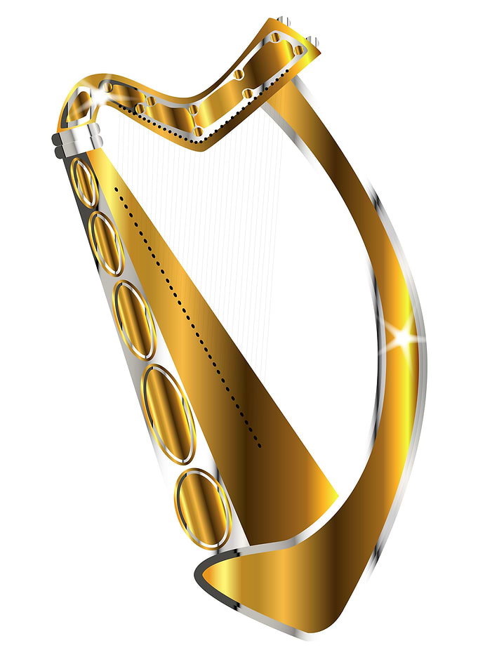 Golden Irish Harp Isolated