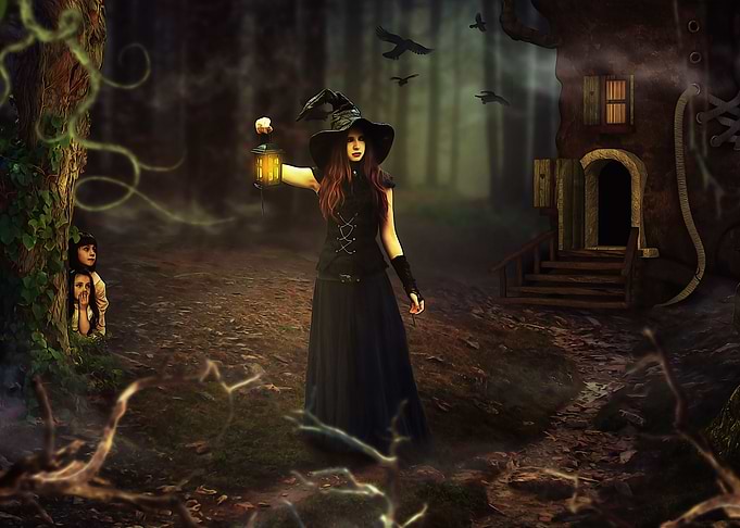 Witch with children