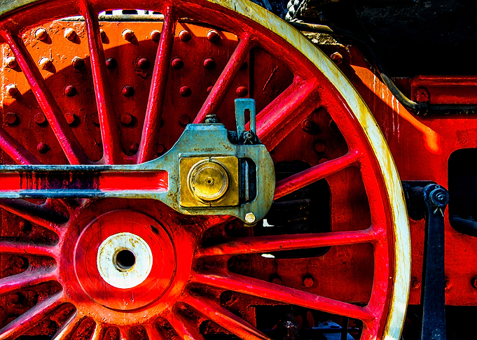Red Steam Locomotive Wheel