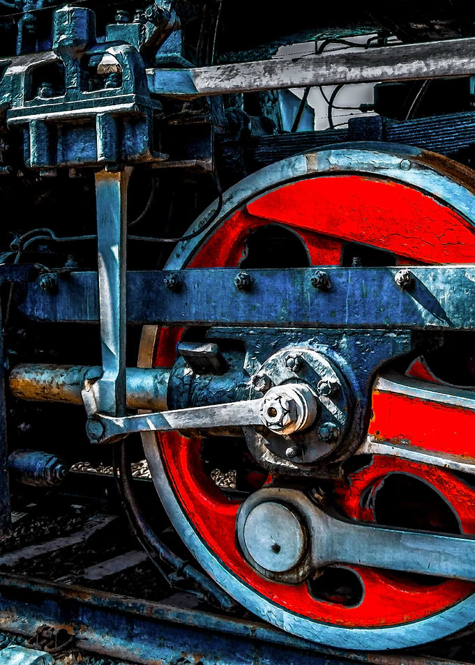 Red Steam Loco Wheel View