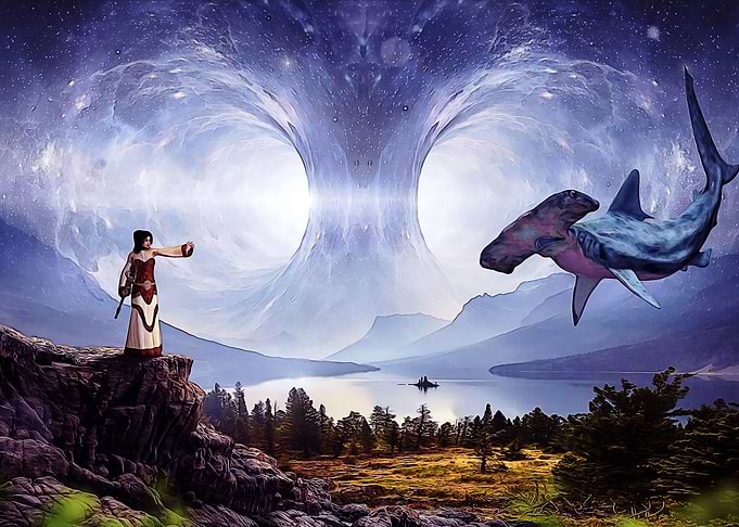Magician with shark