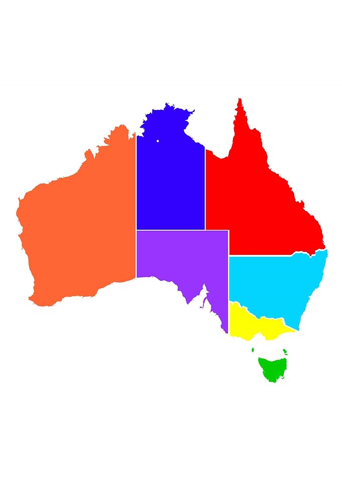 Australia States In Colour