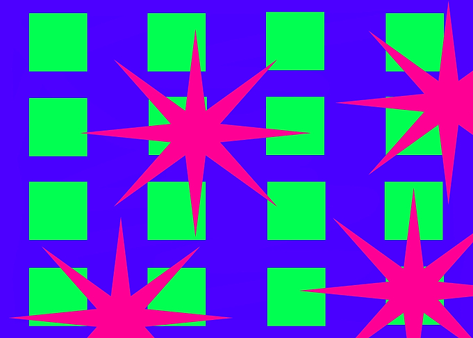 Four Pink Stars on Squares