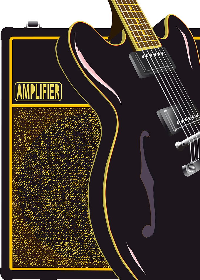 Black Guitar And Amplifier