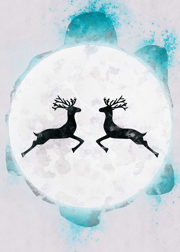 deer jump at moon