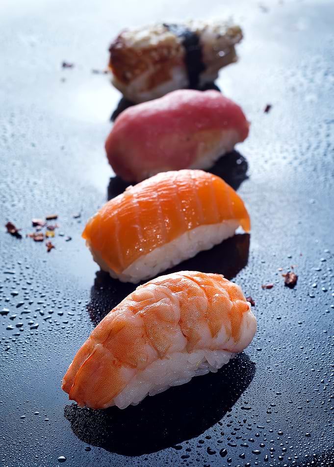Sashimi uramaki and nigiri