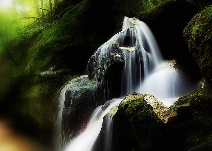 Small waterfall in forest