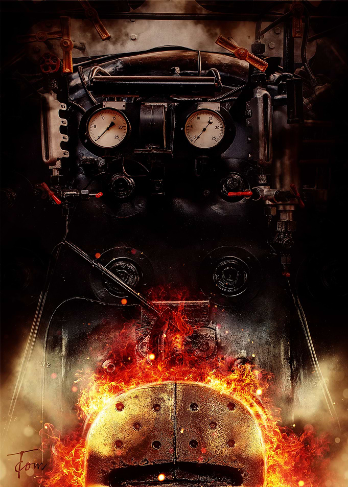 Cab with firebox