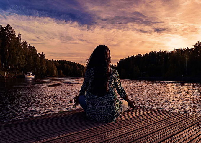 Water meditation woman