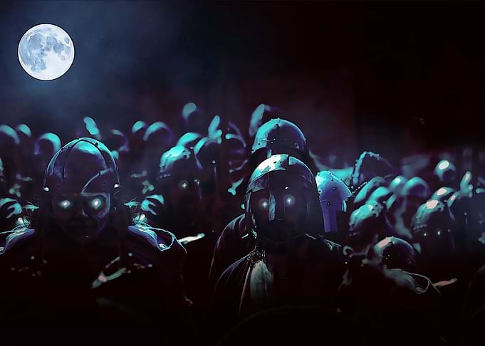 Zombie army at night