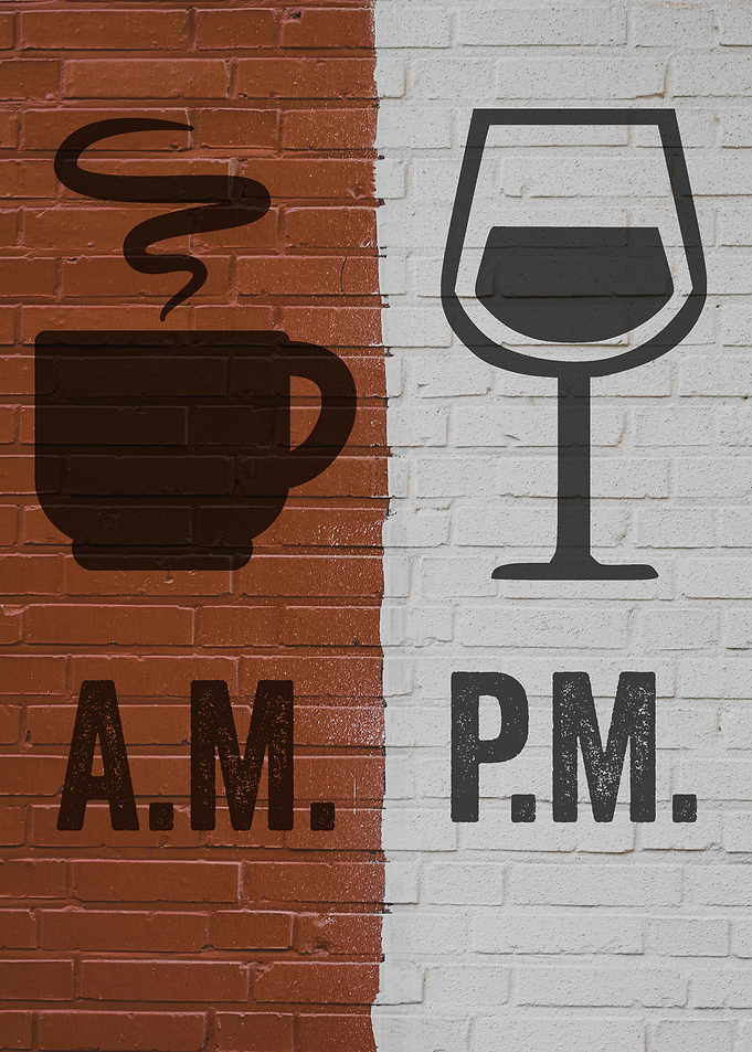 AM PM Coffee Wine Brick