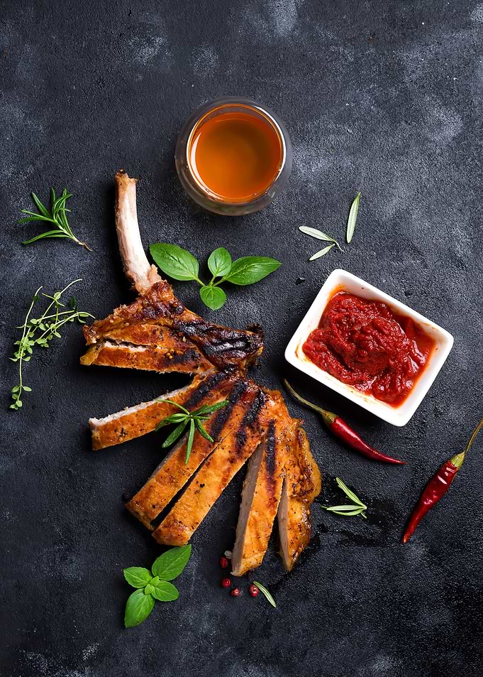 Sliced grilled meat