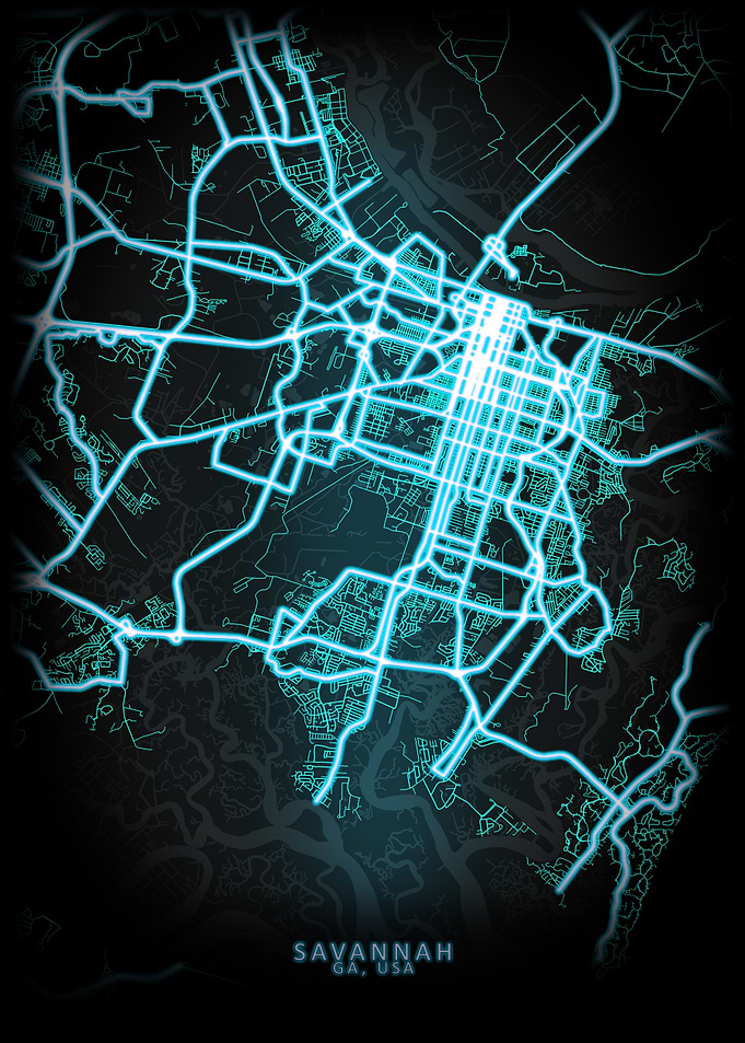 Savannah GA USA City Map