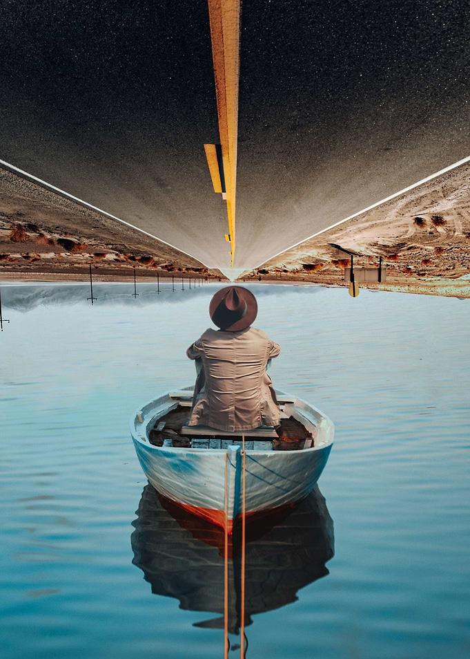 Sky is River Boat and Road