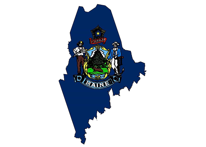 Maine Outline Map and Flag