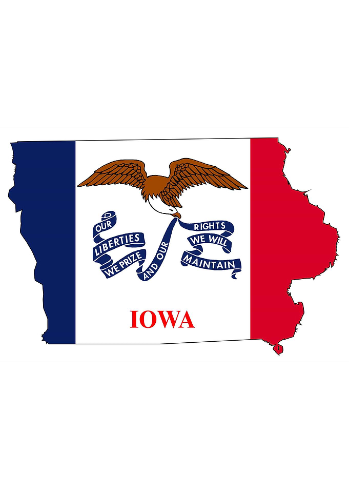 Iowa Outline Map and Flag