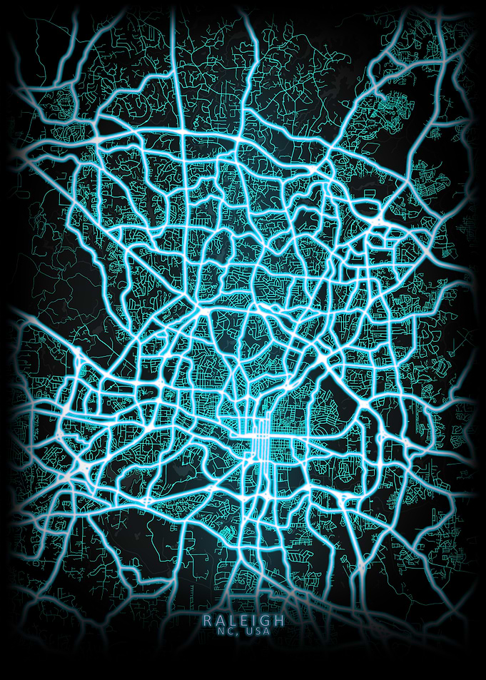Raleigh NC USA City Map