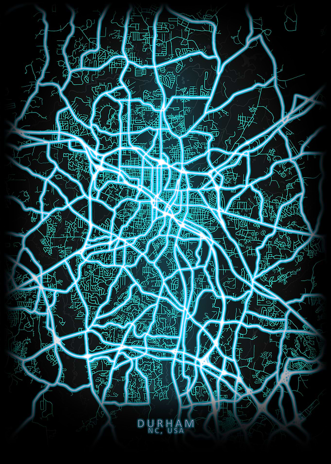 Durham NC USA City Map