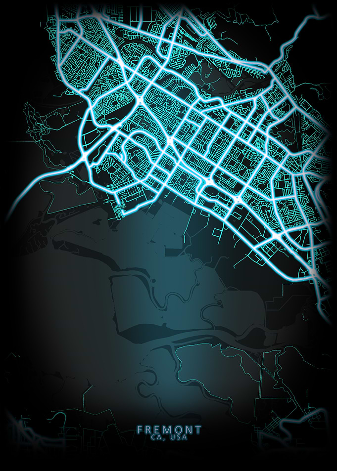 Fremont CA USA City Map