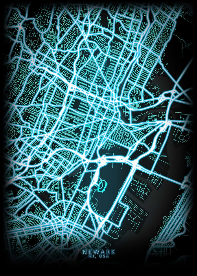 Newark NJ USA City Map