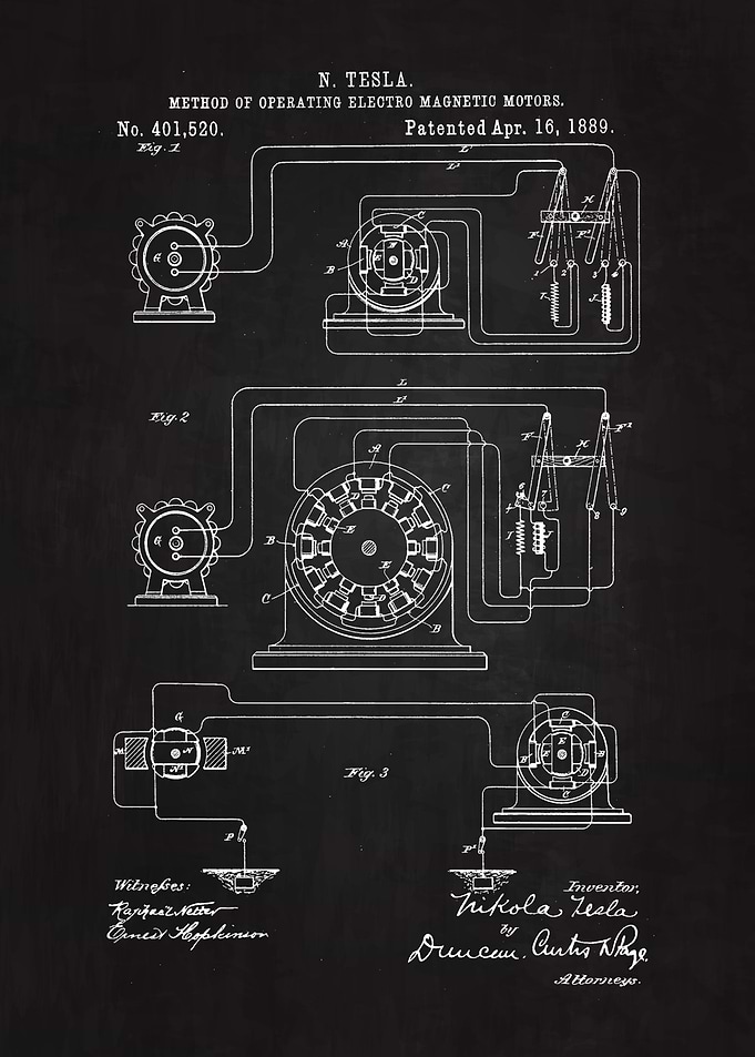 1889 Tesla Motor Patent