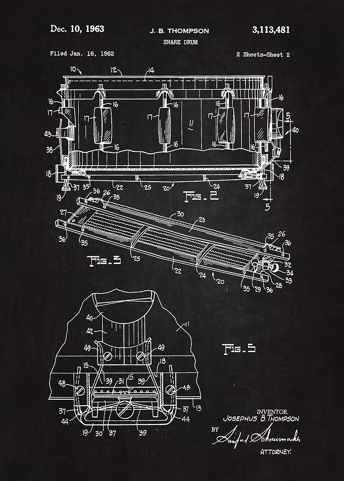 1963 Snare Drum Patent Art