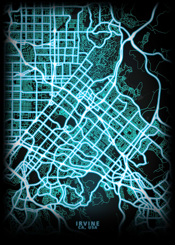 Irvine CA USA City Map