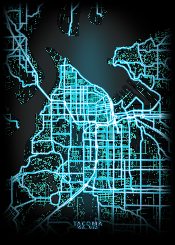 Tacoma WA USA City Map